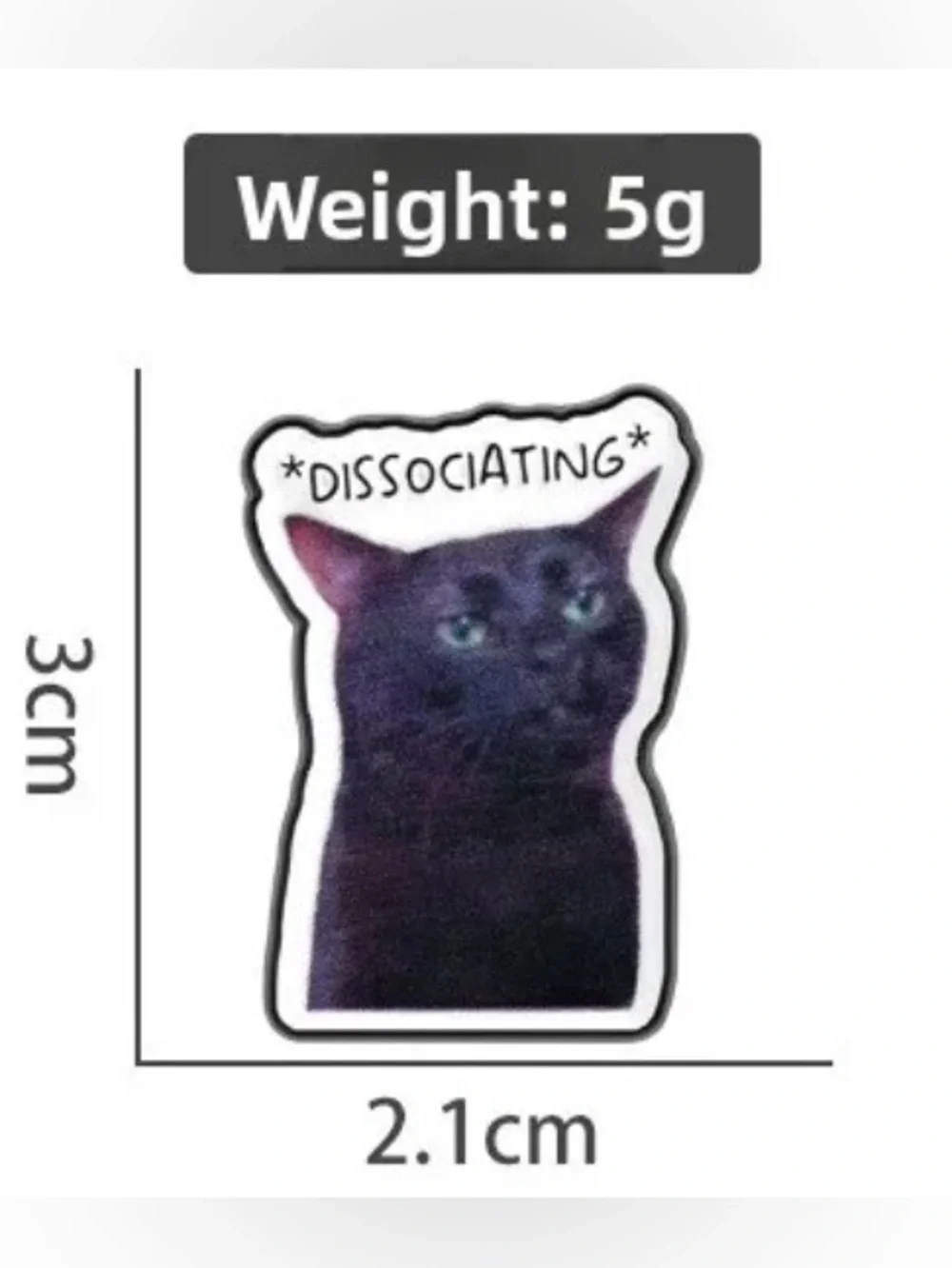 ”Dissociating” Black Cat Enamel Pin – Funny Meme Hard Enamel Lapel Pin Brooch